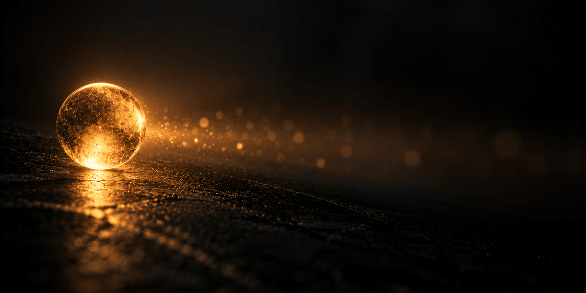 A single glowing sphere trailing a stream of light that fades into darkness behind it, representing the gap that quietly widens once new content stops getting added