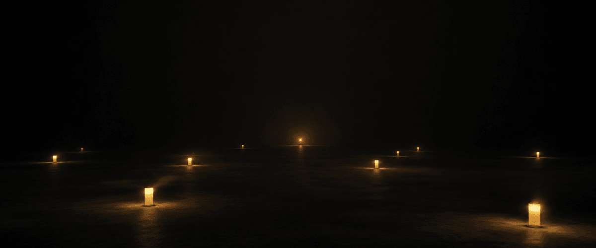 A small, unexpected light shining clearly among scattered lights of different distances, representing an unfamiliar business surfacing in an AI search answer